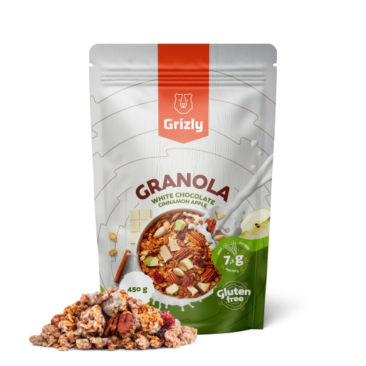 Granola z białą czekoladą, cynamonem i jabłkiem
